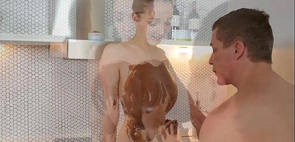  Busty Buffy covered in chocolate & titty fucked